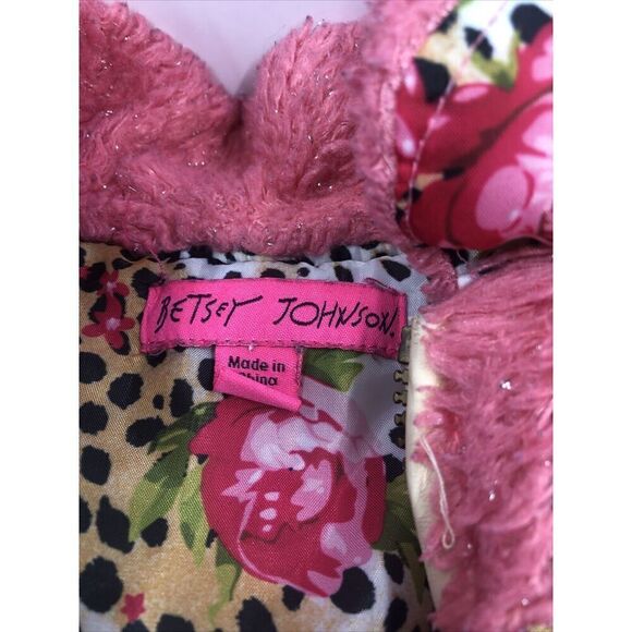 Betsey Johnson Faux Fur Faux Leather Bomber Jacket - Pink/tan, Sz 18mo - Picture 4 of 16